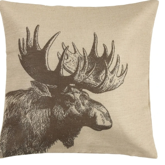 Burlap Moose Pillow by HiEnd Accents NEW - Picture 2 of 7
